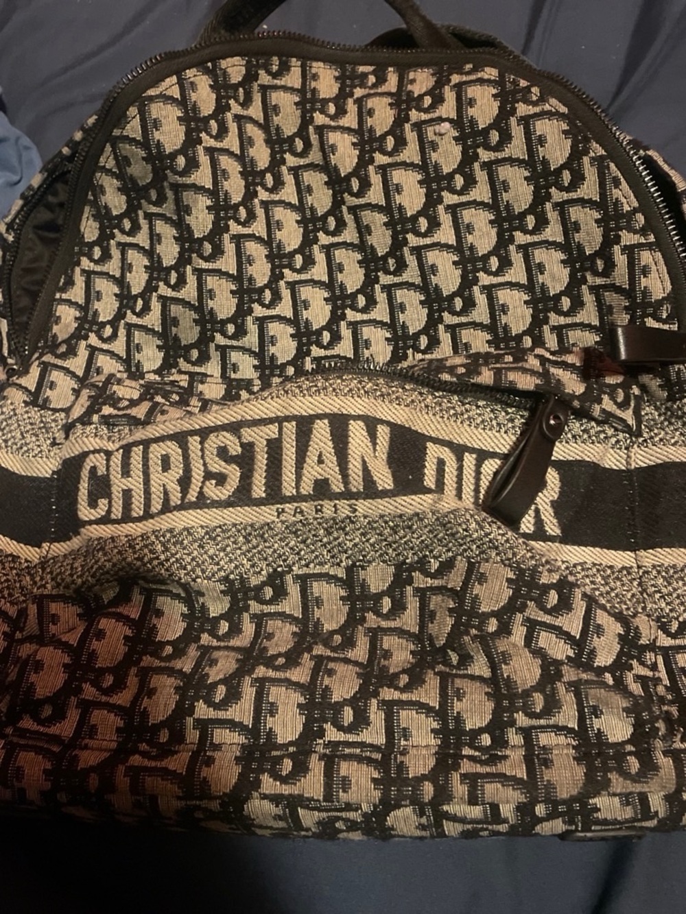 Dior Beige and Black Monogram Canvas Backpack